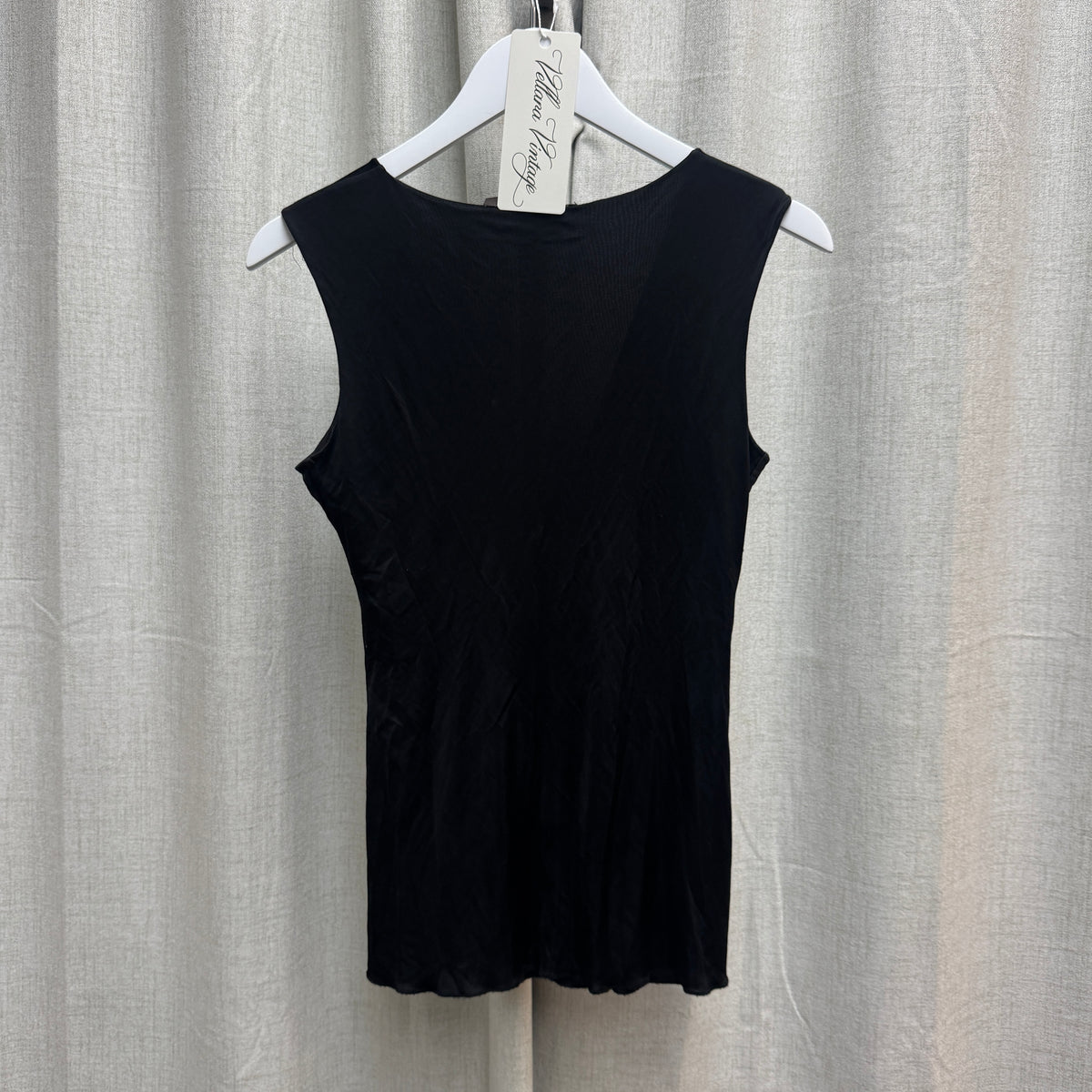Robert Cavalli Gold Chain Link Black Ruched Tank Top