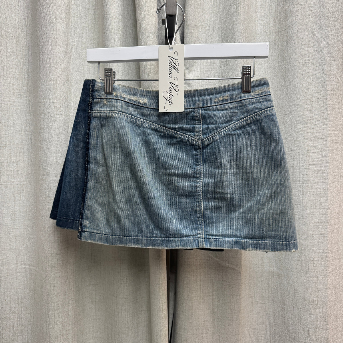 Miss Sixty Denim Pleated Buckle Mini Skirt