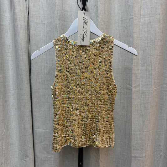Gold Sequin Keyhole Tank Top