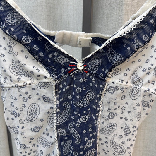 D&G Paisley Print Blue and White Cami