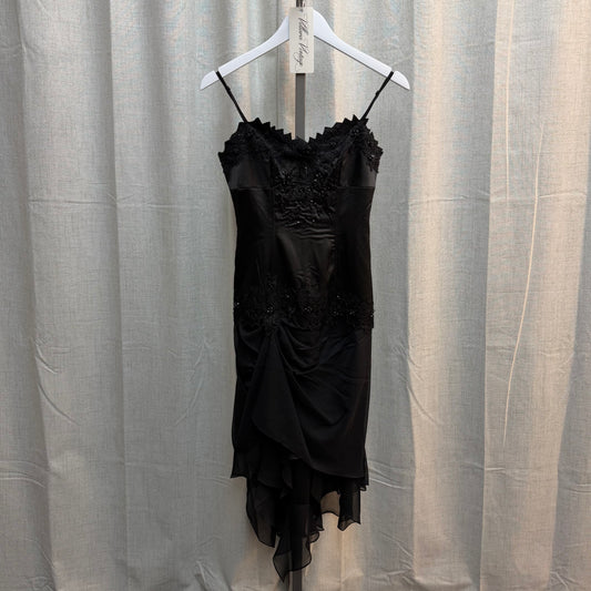 Black Satin Beaded Midi Fairy Dress