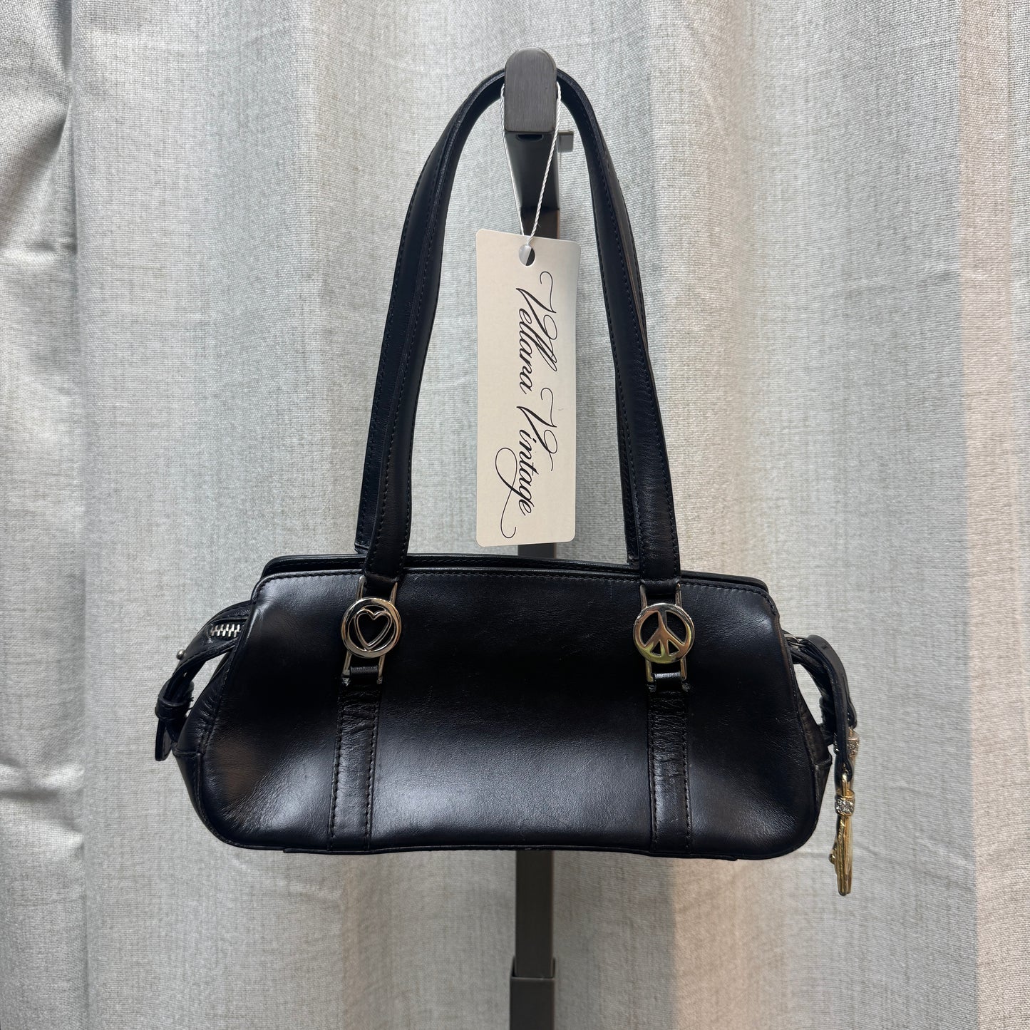 Moschino Mini Black Leather Bowling Bag