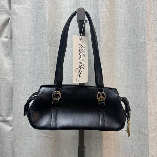 Moschino Mini Black Leather Bowling Bag