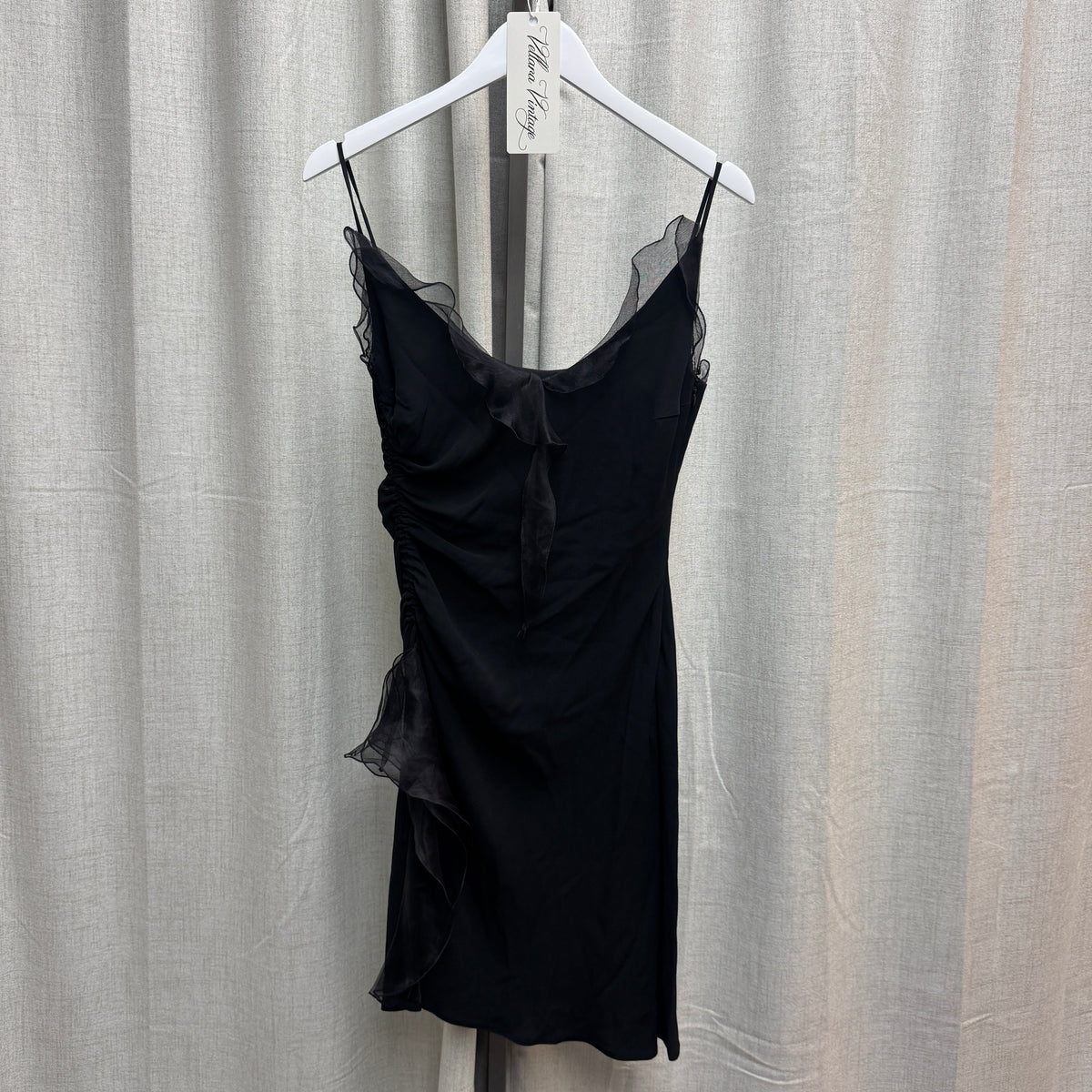 List Boutique Black Ruffle Detail V-Neck Mini Dress