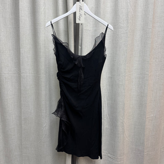 List Boutique Black Ruffle Detail V-Neck Mini Dress