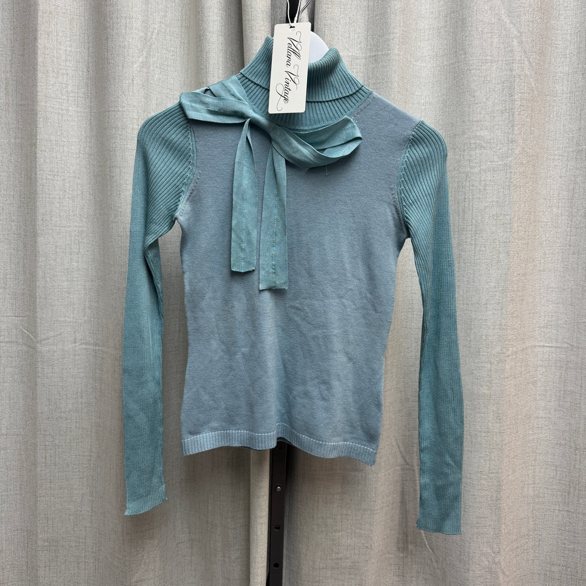 Kenzo Blue Bow Turtleneck Long Sleeve Sweater