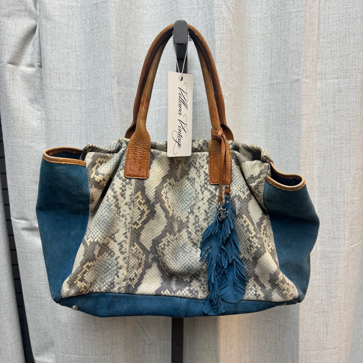 Blue Suede Snakeskin Handbag