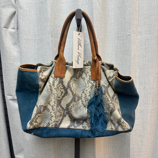 Blue Suede Snakeskin Handbag