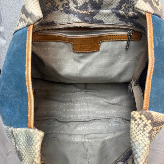 Blue Suede Snakeskin Handbag