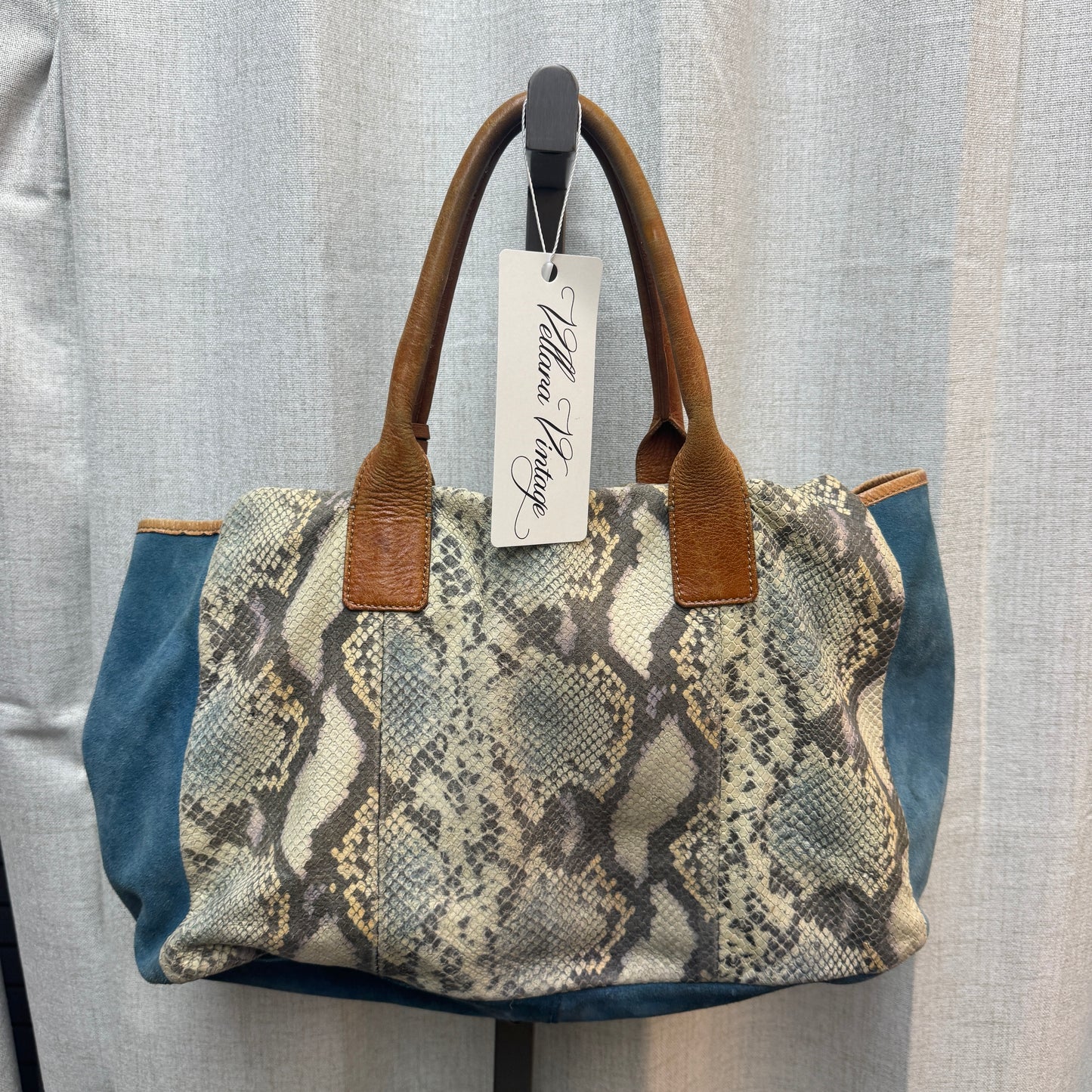 Blue Suede Snakeskin Handbag