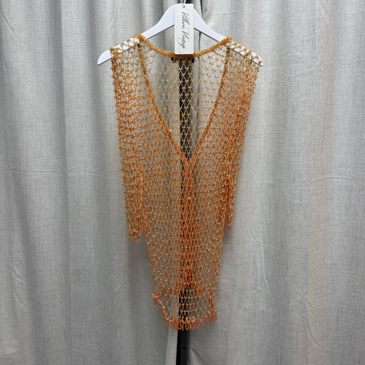 Nina Loo Orange Beaded Crochet Long Cardigan