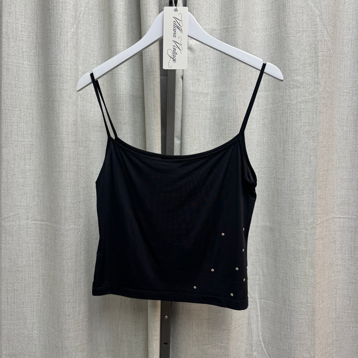Moschino Flower Beaded Black Tank Top