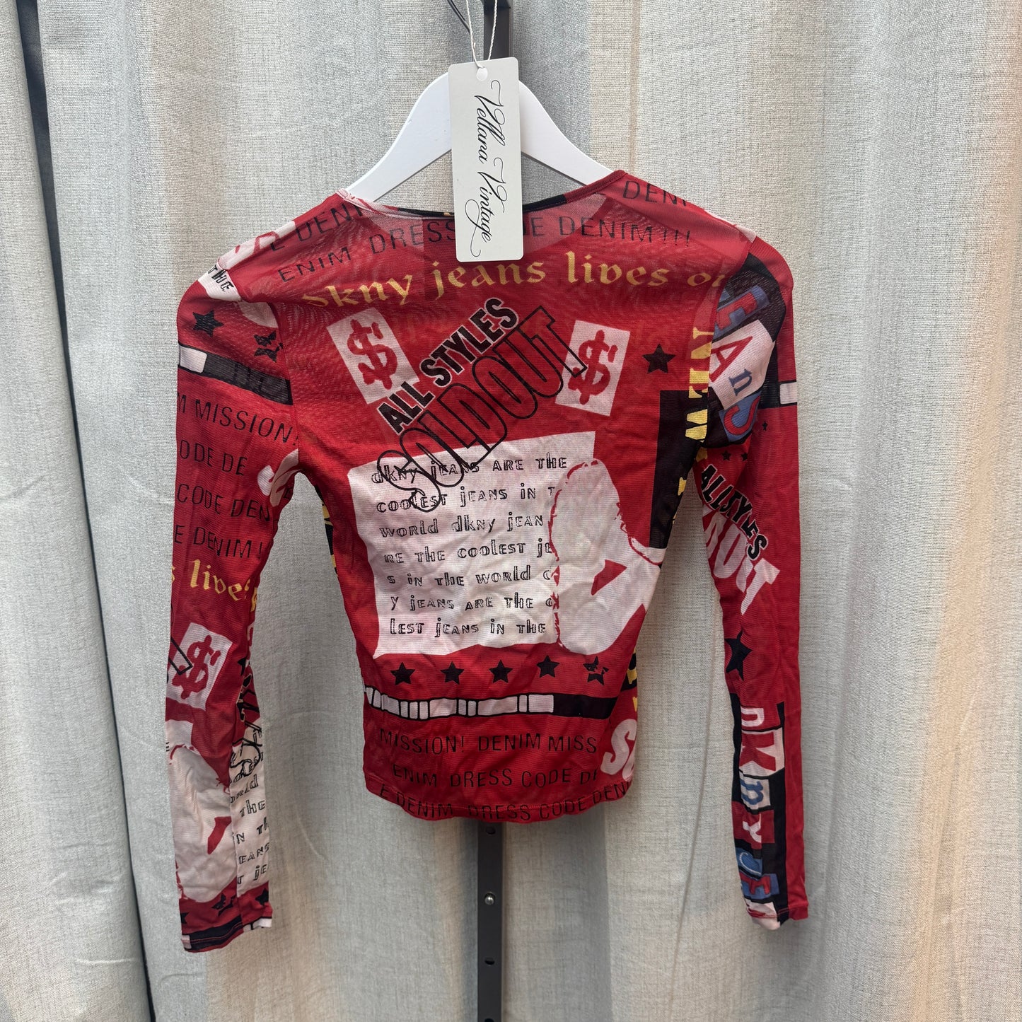 DKNY Jeans Mesh Graphic Long Sleeve Top