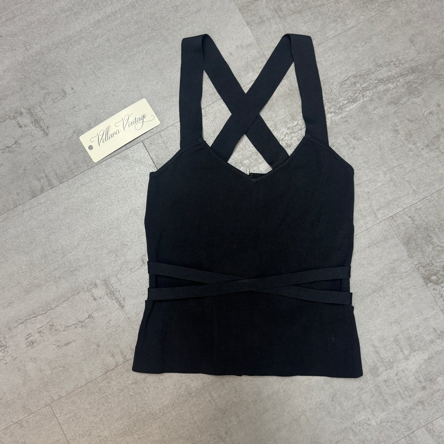Morgan De Toi Criss-Cross Black Tank Top