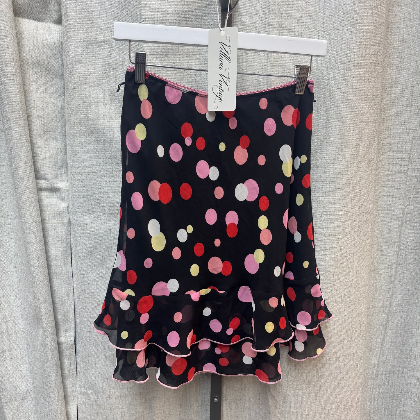 Y2K Multicolored Polka Dot Ruffle Midi Skirt