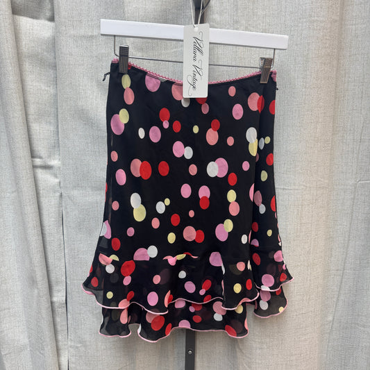 Y2K Multicolored Polka Dot Ruffle Midi Skirt