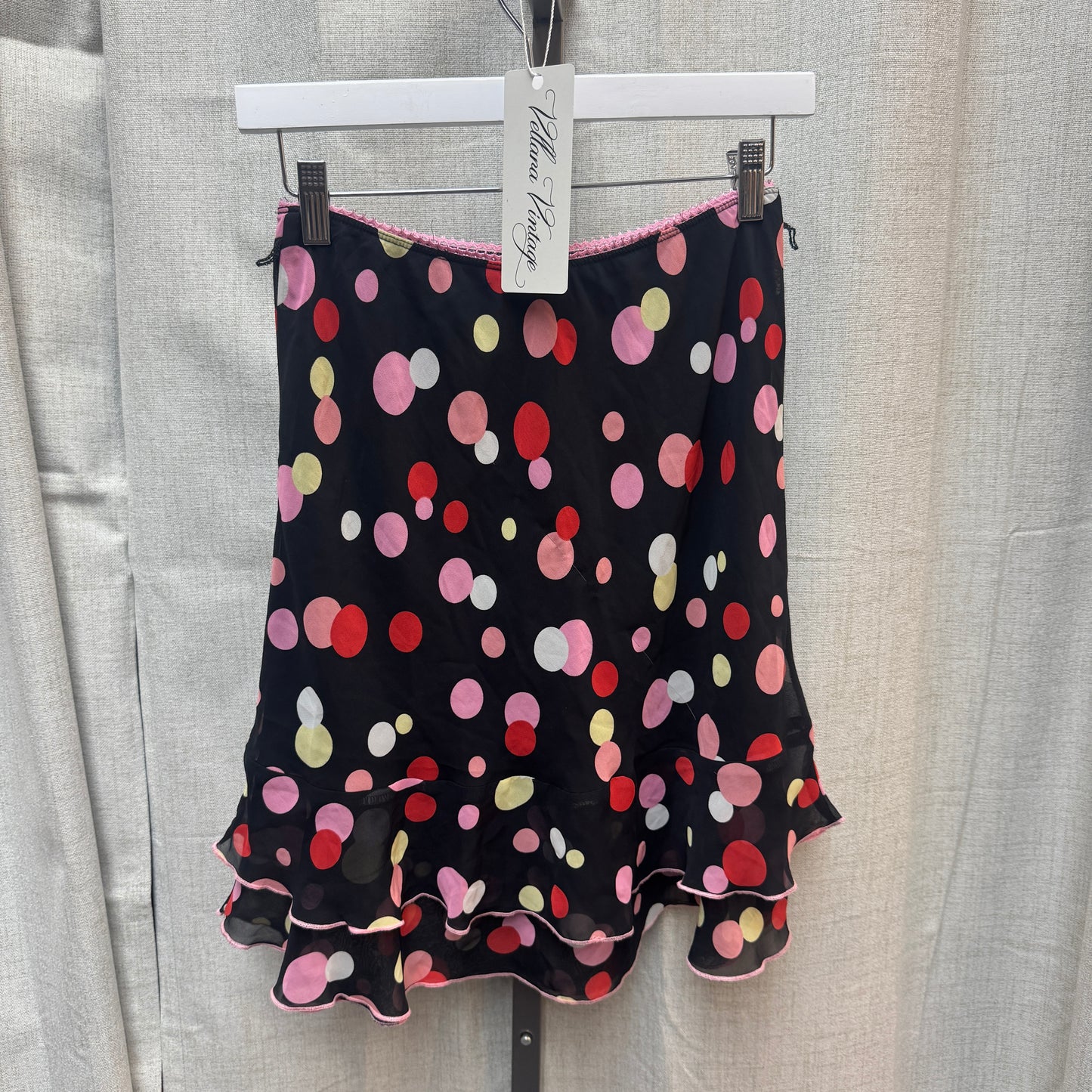 Y2K Multicolored Polka Dot Ruffle Midi Skirt