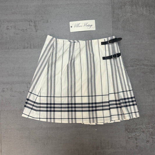 Burberry White Plaid Pleated Skirt