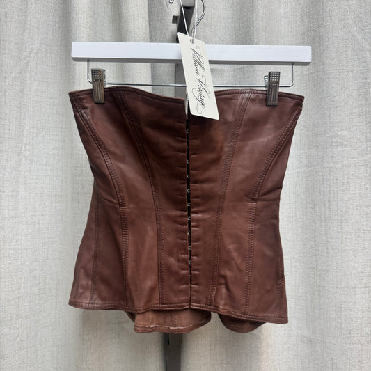 Brown Leather Clasp Corset Top