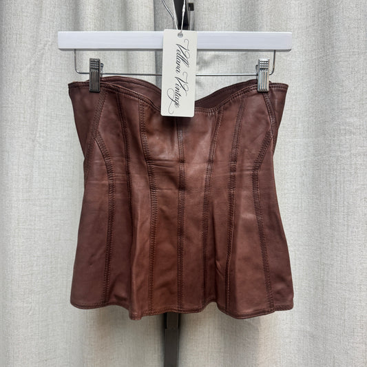 Brown Leather Clasp Corset Top