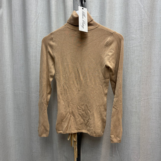 Tan Lace Up Ribbon Turtleneck Long Sleeve Sweater