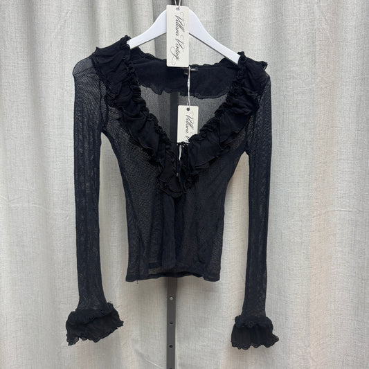 Pedro del Hierro Black Mesh Ruffle Long Sleeve