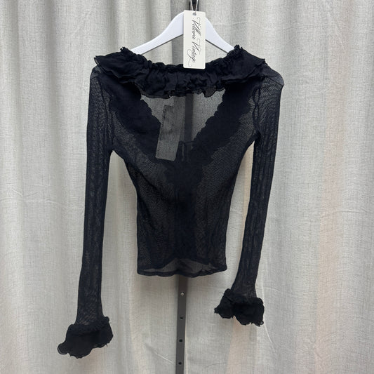 Pedro del Hierro Black Mesh Ruffle Long Sleeve