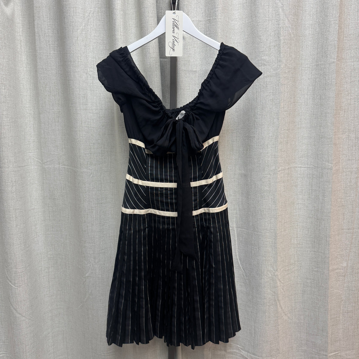 Sportmax Black Pinstriped A-Line Mini Dress