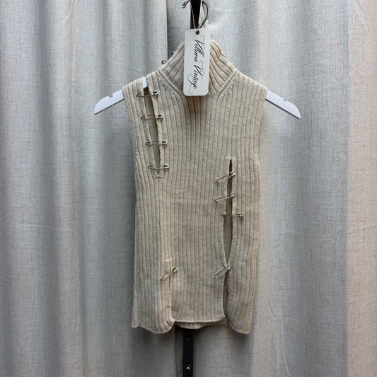 John Richmond 100% Virgin Wool Safety Pin Beige Mockneck Top