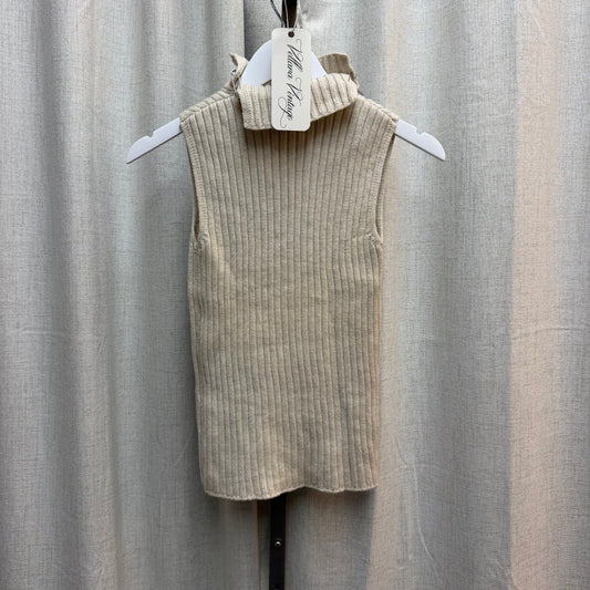 John Richmond 100% Virgin Wool Safety Pin Beige Mockneck Top