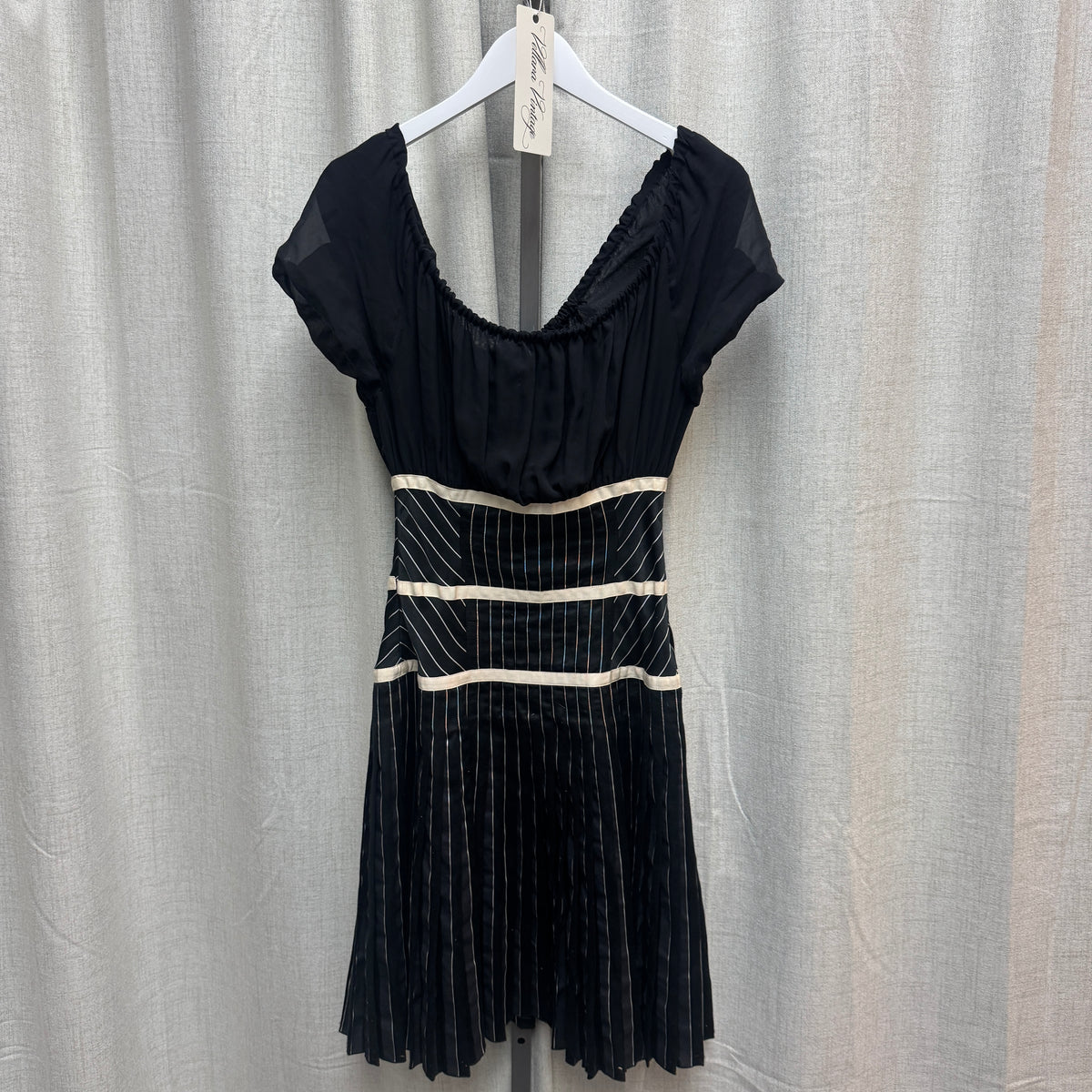 Sportmax Black Pinstriped A-Line Mini Dress