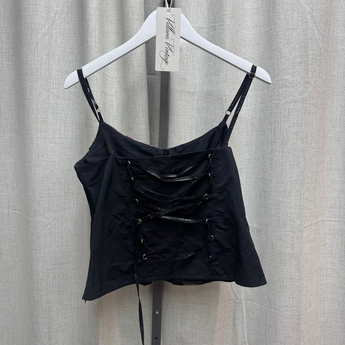 Burgundy Abstract Patterned Lace Up Tank Top