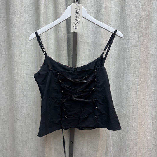 Burgundy Abstract Patterned Lace Up Tank Top