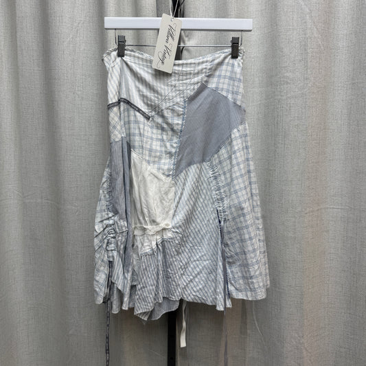 Blue & White Patterned Patchwork Midi Skirt