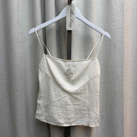 Ralph Lauren Off White Linen Cut Out Top