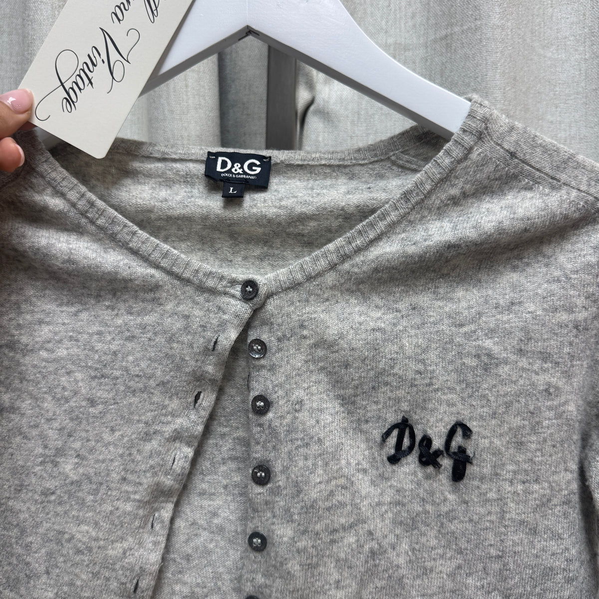 D&G Gray Wool Cropped Cardigan
