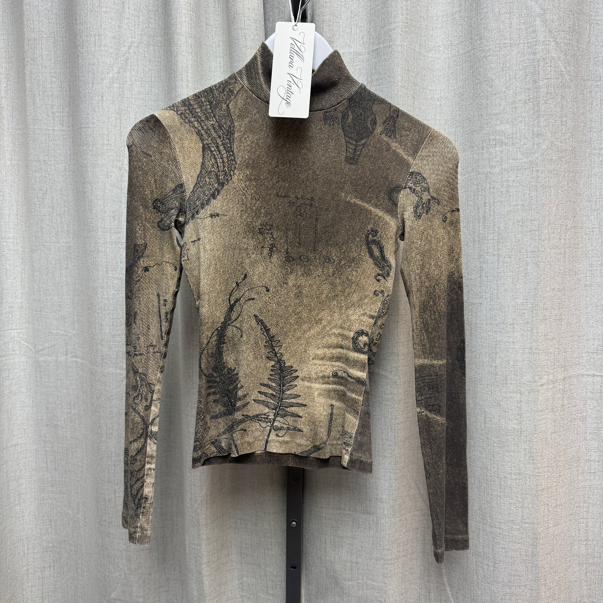 Just Cavalli Zodiac Print Long Sleeve Turtleneck Top