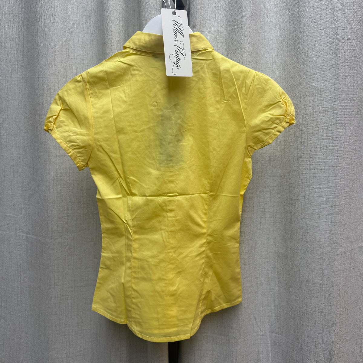 Yellow Short Sleeeve Button-Up Blouse