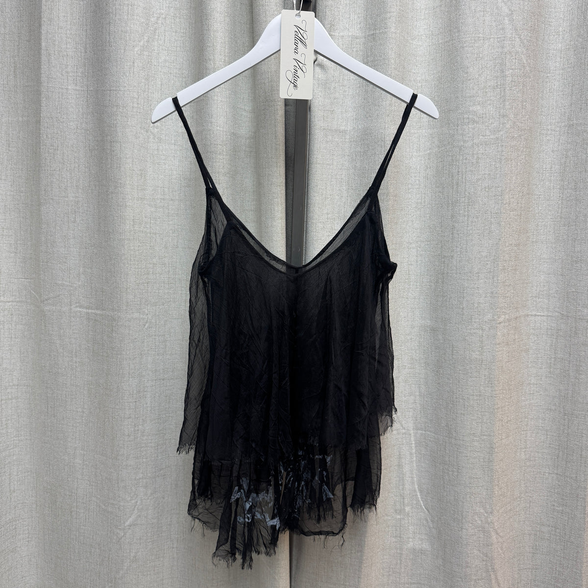 Black Layered Semi-Sheer Tank Top w/ Blue Graphic