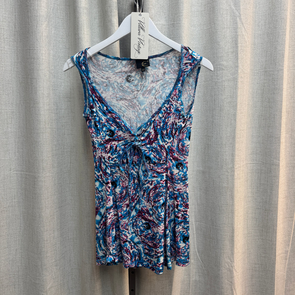 Just Cavalli Blue & Purple Abstract Patterned Tank Top