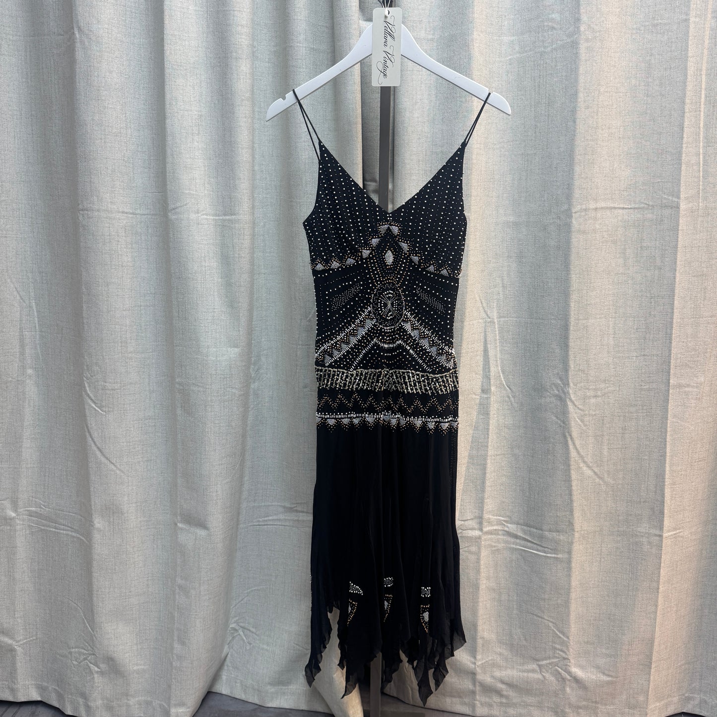 Vintage Black Beaded Midi Dress