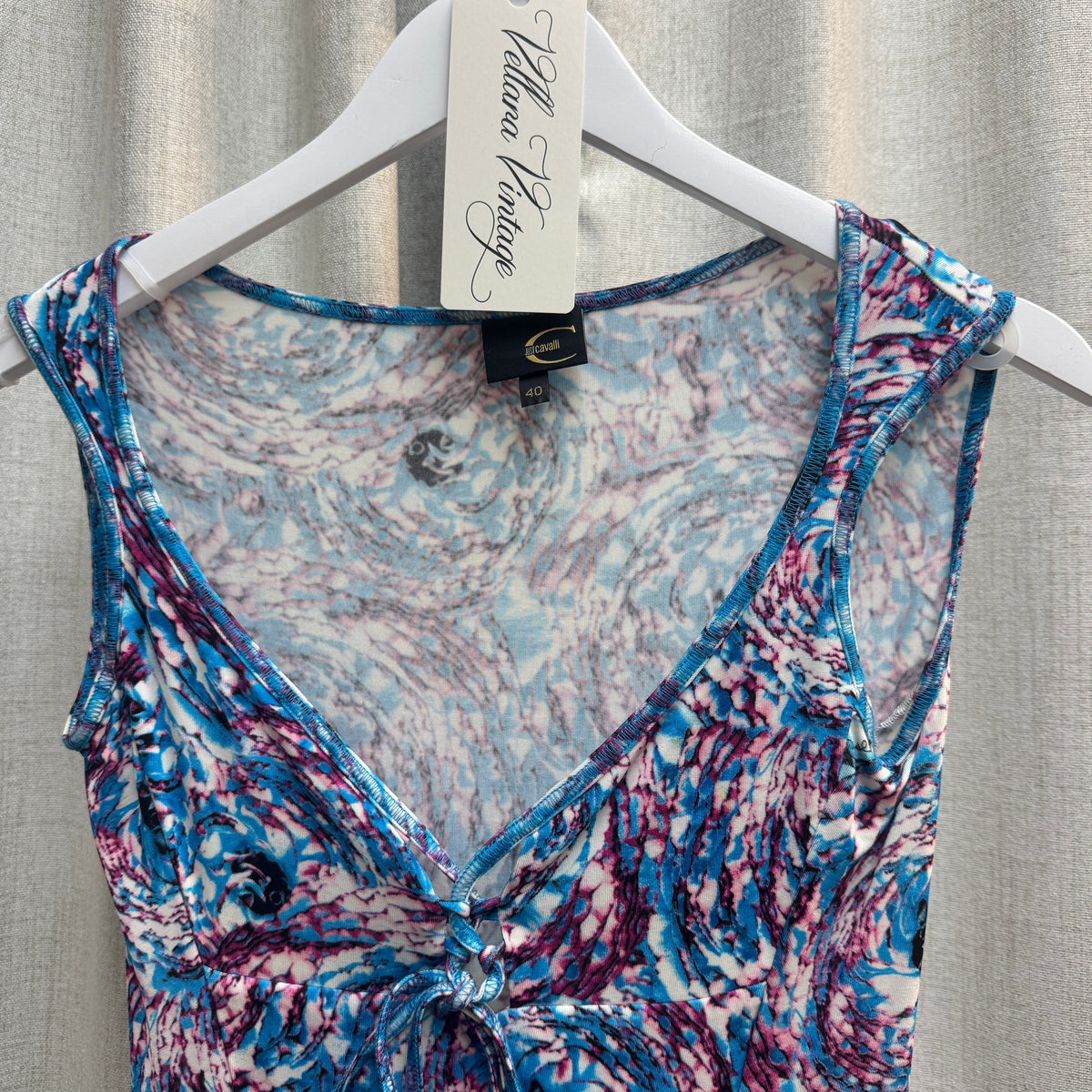 Just Cavalli Blue & Purple Abstract Patterned Tank Top