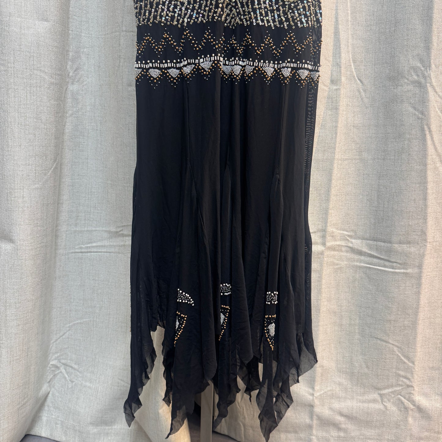 Vintage Black Beaded Midi Dress