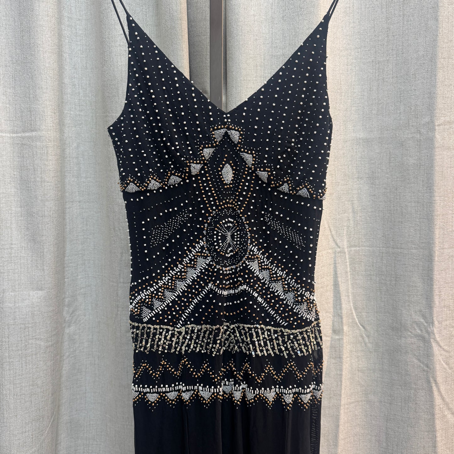Vintage Black Beaded Midi Dress