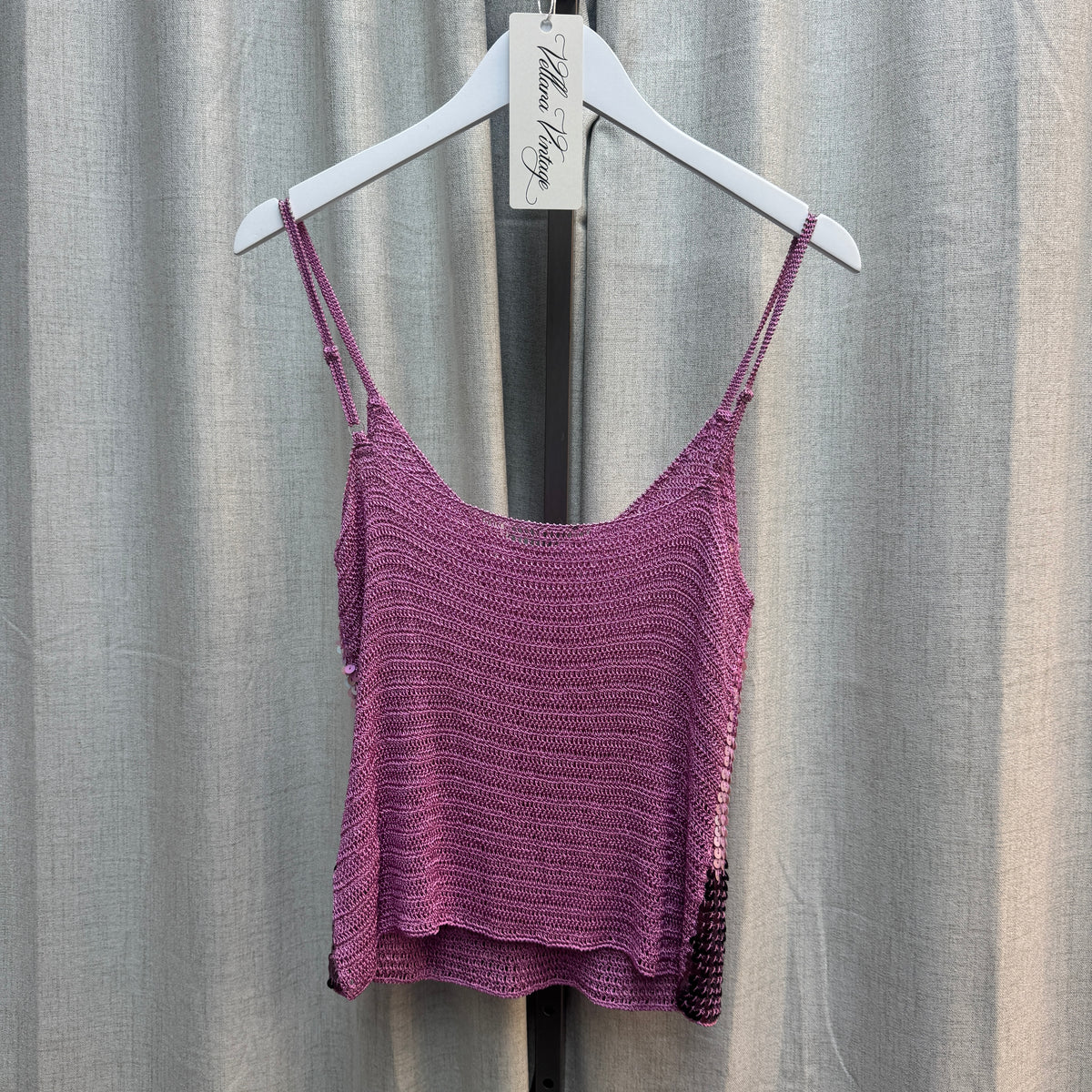 Pink Gradient Sequin Crochet Tank Top