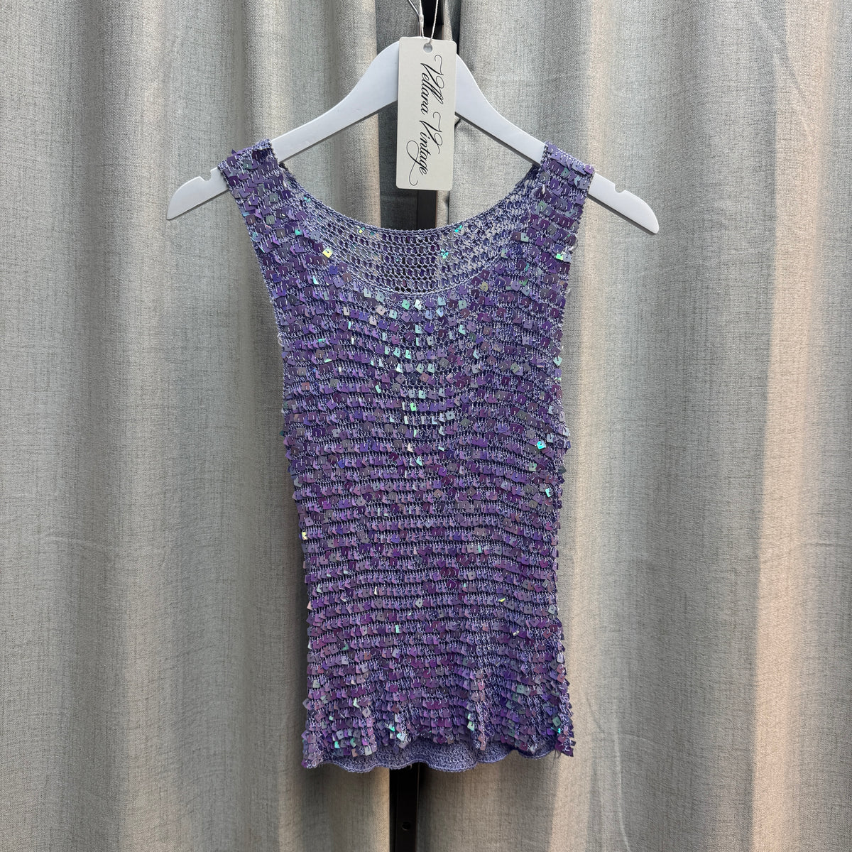 Purple Sequin Crochet Tank Top