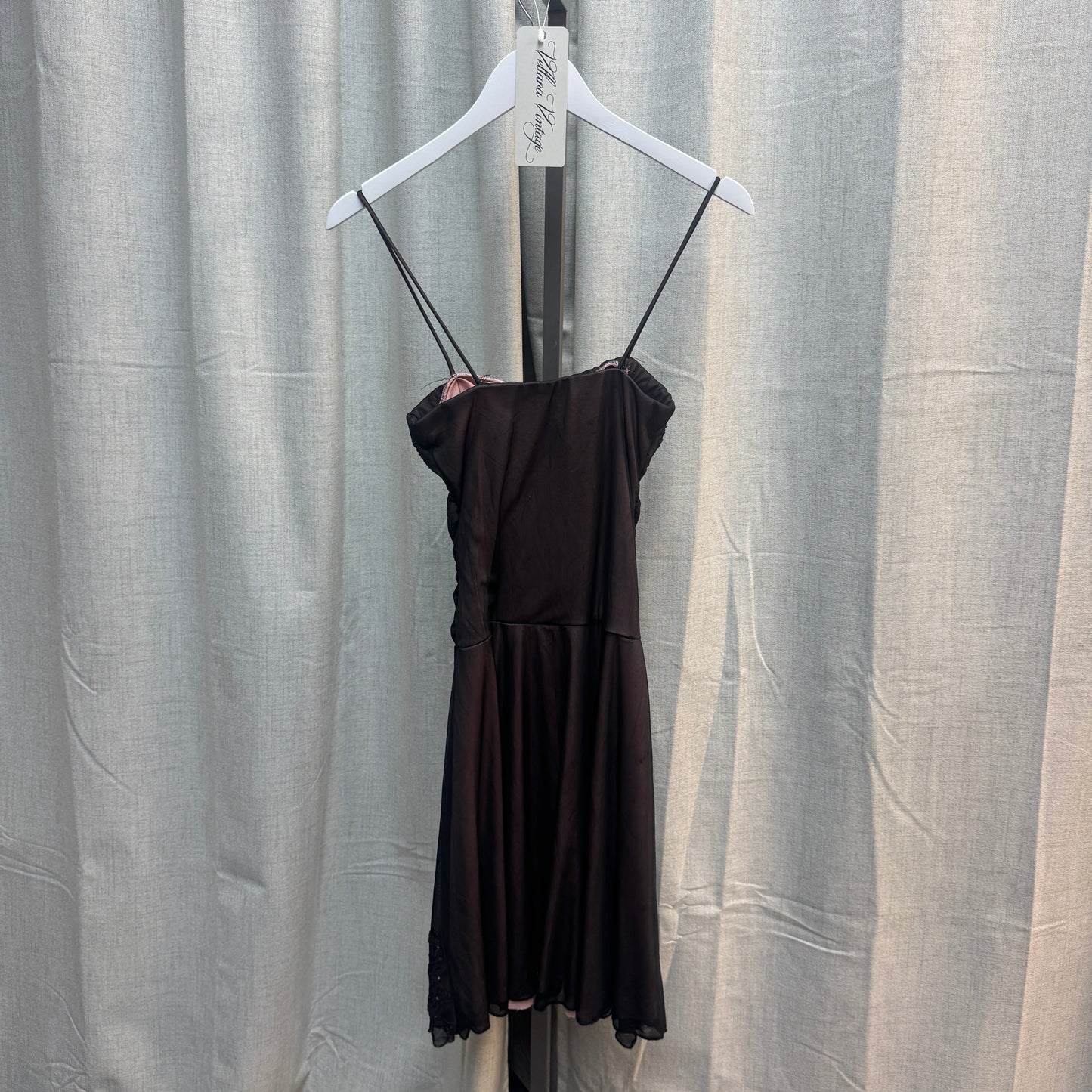 Vintage Black Layered Beaded Ruched Dress