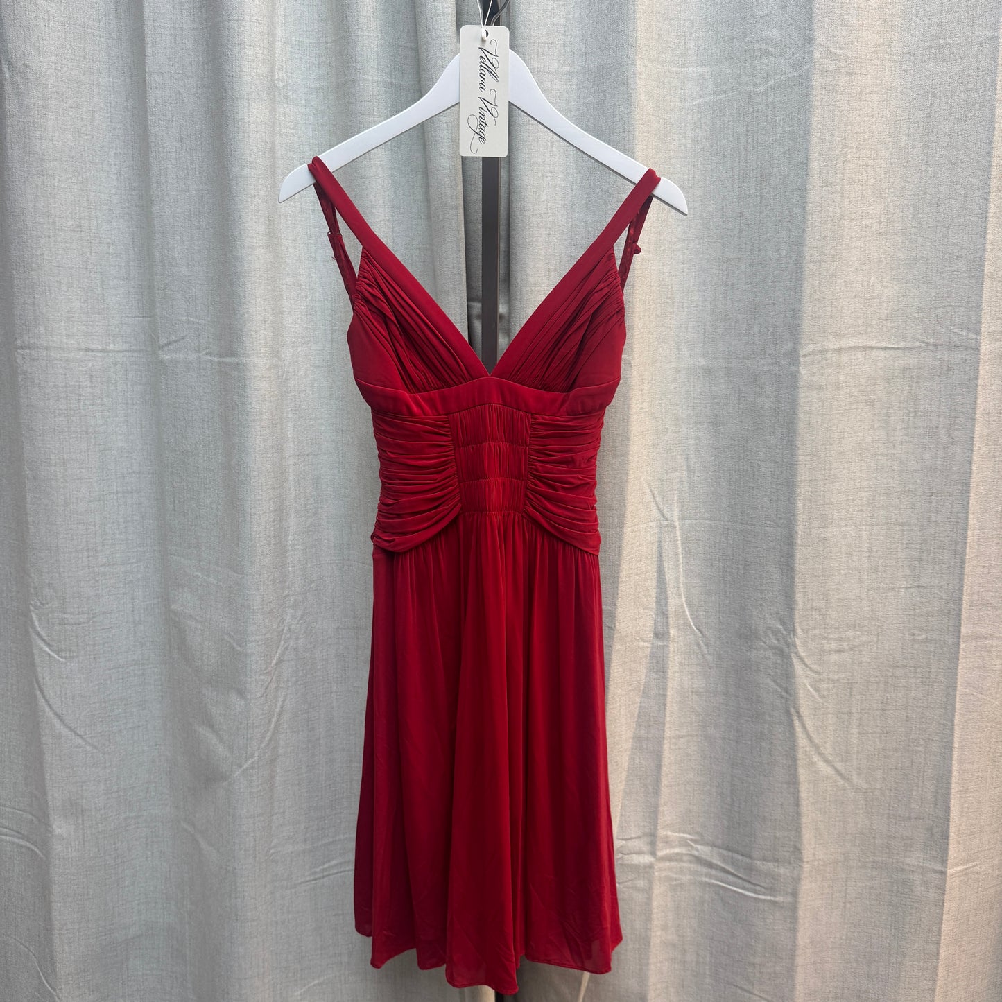 Red Ruched Backless Mini Dress