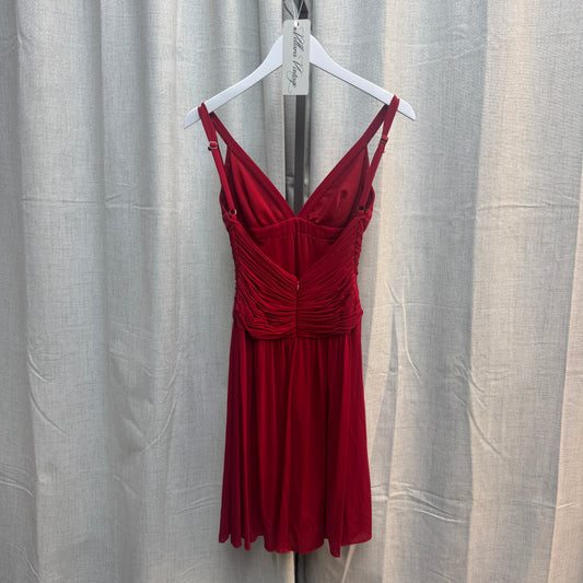 Red Ruched Backless Mini Dress