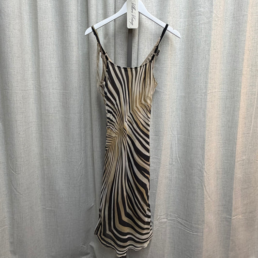 Denagli Beige & Brown Abstract Print Maxi Dress